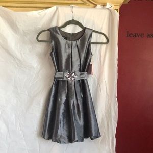 Amy Byer Silver metallic taffeta bubble hem dress